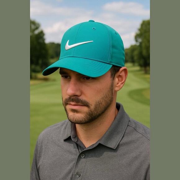 Nike Dri-Fit Club Cap Unisex Size M/L Structured Swoosh Hat Adjustable Teal - Picture 1 of 8